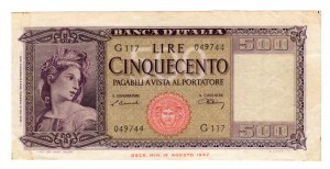 Itálie, 500 lir 1948