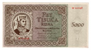 Croatia, 5000 kuna 1943, W series