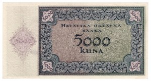 Chorvátsko, 5000 kún 1943, séria W