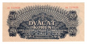 Tchécoslovaquie, 20 couronnes, série OA, 1944 - SPÉCIMEN