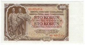 Tschechoslowakei, 100 Kronen 1953