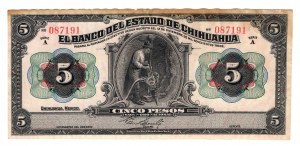 Mexique, Chihuahua 5 pesos 1913