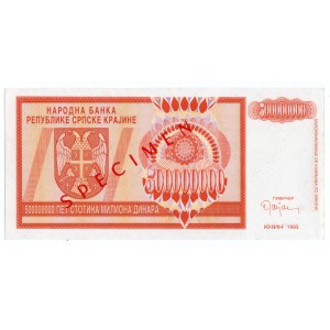 Chorwacja, 500 000 000 dinara 1993, SPECIMEN
