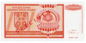 Croatia, 500,000,000 dinars 1993, SPECIMEN