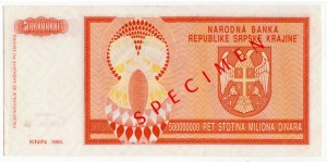 Chorwacja, 500 000 000 dinara 1993, SPECIMEN