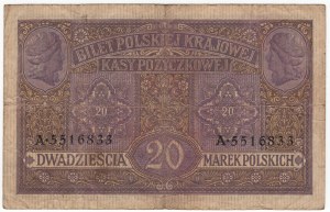 Pologne, 20 marques polonaises 1916, généralités, série A