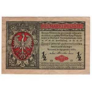 Polska, 1/2 marki polskiej 1916, jenerał, seria A