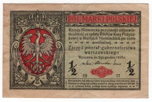 Pologne, 1/2 marque polonaise 1916, jenerał, série A