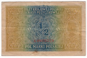 Poľsko, 1/2 poľskej značky 1916, jenerał, séria A