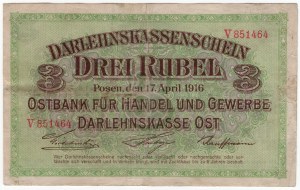 Poznaň (Posen), 3 ruble 1916, séria V