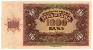 Croatie, 1000 kuna 1941, série U