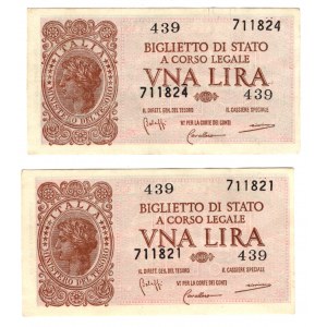 Włochy, 1 lira 1944, zestw 2 sztuk