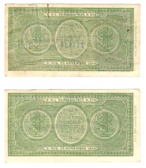 Italien, 1 Lira 1944, Satz mit 2 Stück