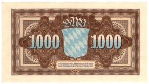 Německo, Bavorsko, 1000 marek 1922, Mnichov, série CC