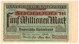 Niemcy, Bawaria, 5 milionów marek 1923, Monachium