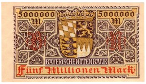 Germany, Bavaria, 5 million marks 1923, Munich