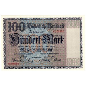 Niemcy, Bawaria, 100 marek 1922, Monachium