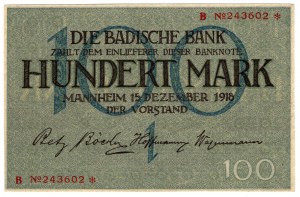 Germany, Baden, 100 marks 1918, Mannheim - rare in bank condition