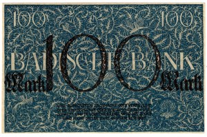 Allemagne, Baden, 100 marks 1918, Mannheim - rare en état de banque