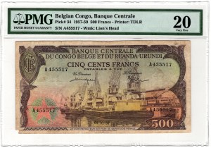 Congo Belga, 500 franchi 1957-59