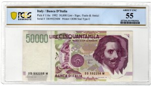 Italie, 50 000 lires 1992