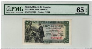 Spanien, 5 Pesetas 1945