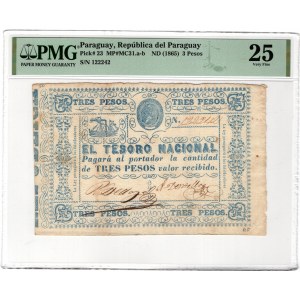 Paraguay, 3 pesos 1865