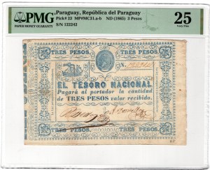 Paragwaj, 3 pesos 1865