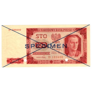 Polska, 100 złotych 1948 - SPECIMEN, seria D - niebieski nadruk