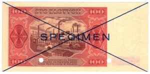 Pologne, 100 zloty 1948 - SPECIMEN, série D - surcharge bleue, perforation - rare (première cotation)