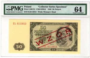 Poľsko, 50 zlotých 1948, SPECIMEN, séria EL