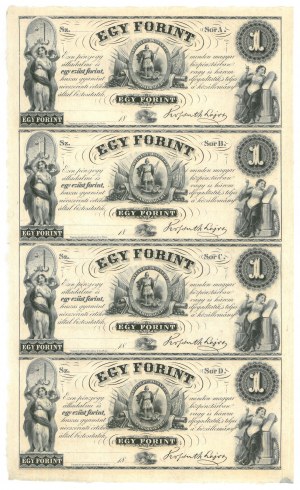 Hungary, 1 forint 1852 uncut sheet