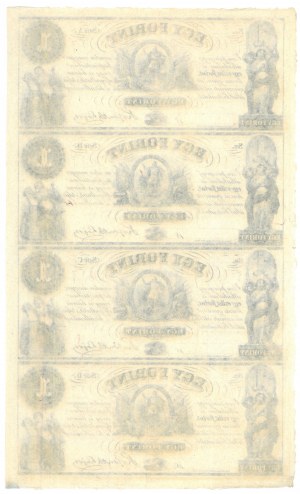 Hungary, 1 forint 1852 uncut sheet