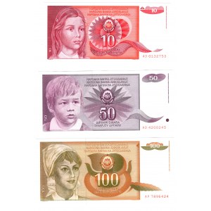 Yugoslavia, 10,50,100,500,1000 dinars 1990, set of 5 pieces