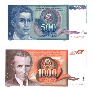 Yugoslavia, 10,50,100,500,1000 dinars 1990, set of 5 pieces