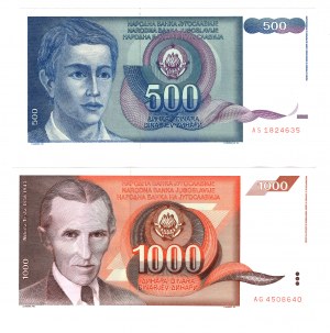 Jugosławia, 10,50,100,500,1000 dinara 1990, zestaw 5 sztuk