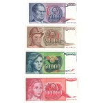 Jugosławia, (100000, 50000, 20000, 5000) dinara - zestaw 4 sztuk