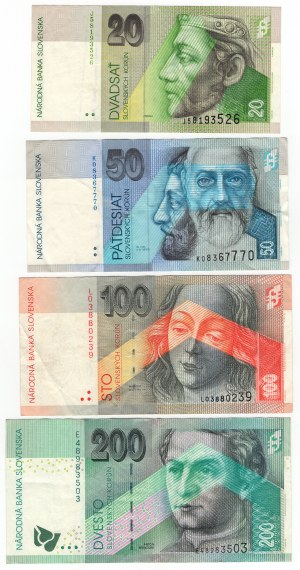 Slovinsko, (200, 100, 50, 20) korún - sada 4 kusov