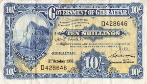 Gibraltar, 10 šilinků 1958