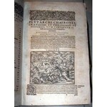 PLUTARCHI- SUMMI ET PHILOSOPHI ET HISTORICI... [PLUTARCH- ŻYWOTY SŁAWNYCH MĘŻÓW] wyd. 1600r. PERGAMIN 60 DRZEWORYTÓW FOLIO