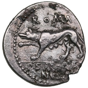 Roman Republic, Rome AR Denarius - P. Satrienus (77 BC)