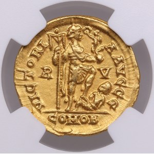 Roman Empire, Ravenna AV Solidus - Honorius (AD 393-423) - NGC Ch XF