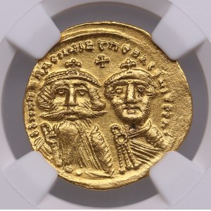 Byzantine Empire AV Solidus - Heraclius, with Heraclius Constantine (AD 610-641) - NGC AU
