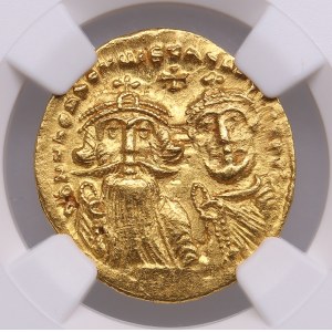 Byzantine Empire AV Solidus (AD 613-641) - Heraclius, with Heraclius Constantine (AD 610-641) - NGC Ch AU