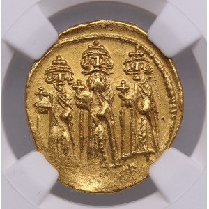 Byzantine Empire AV Solidus - Heraclius, with Heraclius Constantine & Heraclonas (AD 632-641) - NGC AU