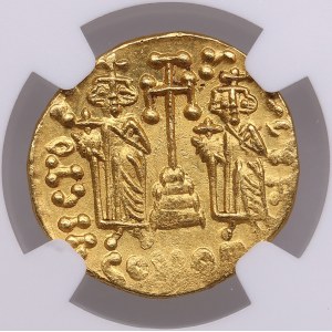 Byzantine Empire AV Solidus - Constantine IV (AD 668-685), with Heraclius and Tiberius - NGC MS