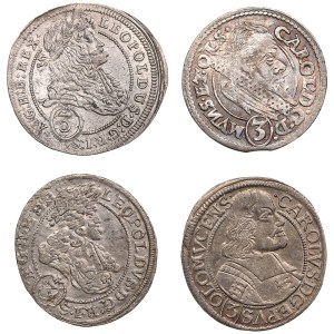 Austria 3 Kreuzer 1694, 1697 & Bohemia 3 Kreuzer 1614, 1670 (4)