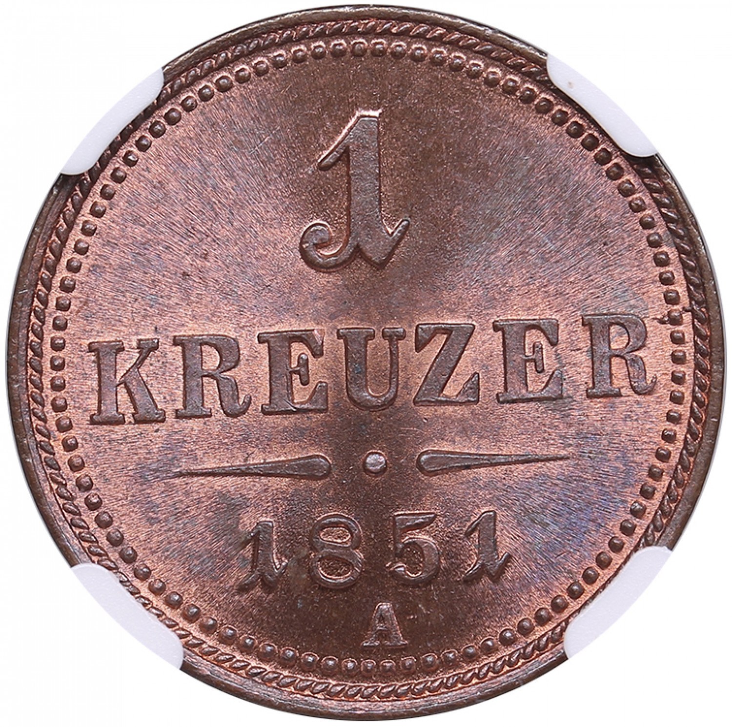 Austria 1 Kreuzer 1851 A - NGC MS 64 RB - Online auction / Online