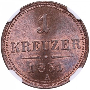 Austria 1 Kreuzer 1851 A - NGC MS 64 RB