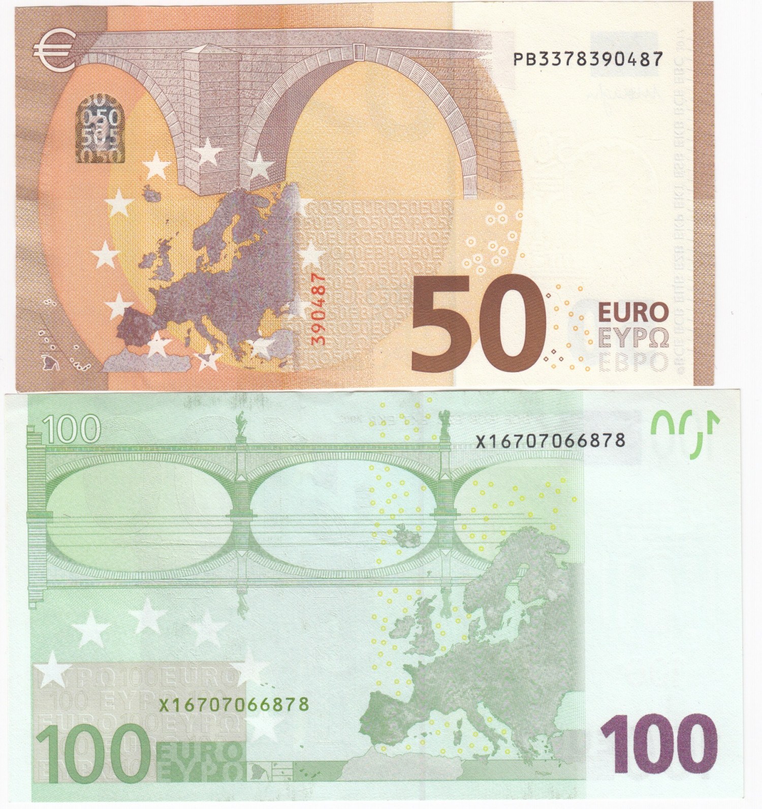 EU 100 Euros 2002 & 50 Euros 2017 Mario Draghi signatures (2) - Online  auction / Online bidding - Price - OneBid
